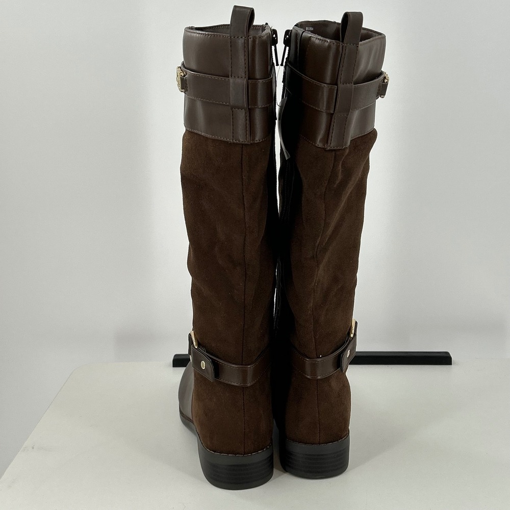 Liz Claiborne Roma Tall Riding Boots Chocolate Brown Mixed Media Memory Foam 8M - Picture 4 of 7